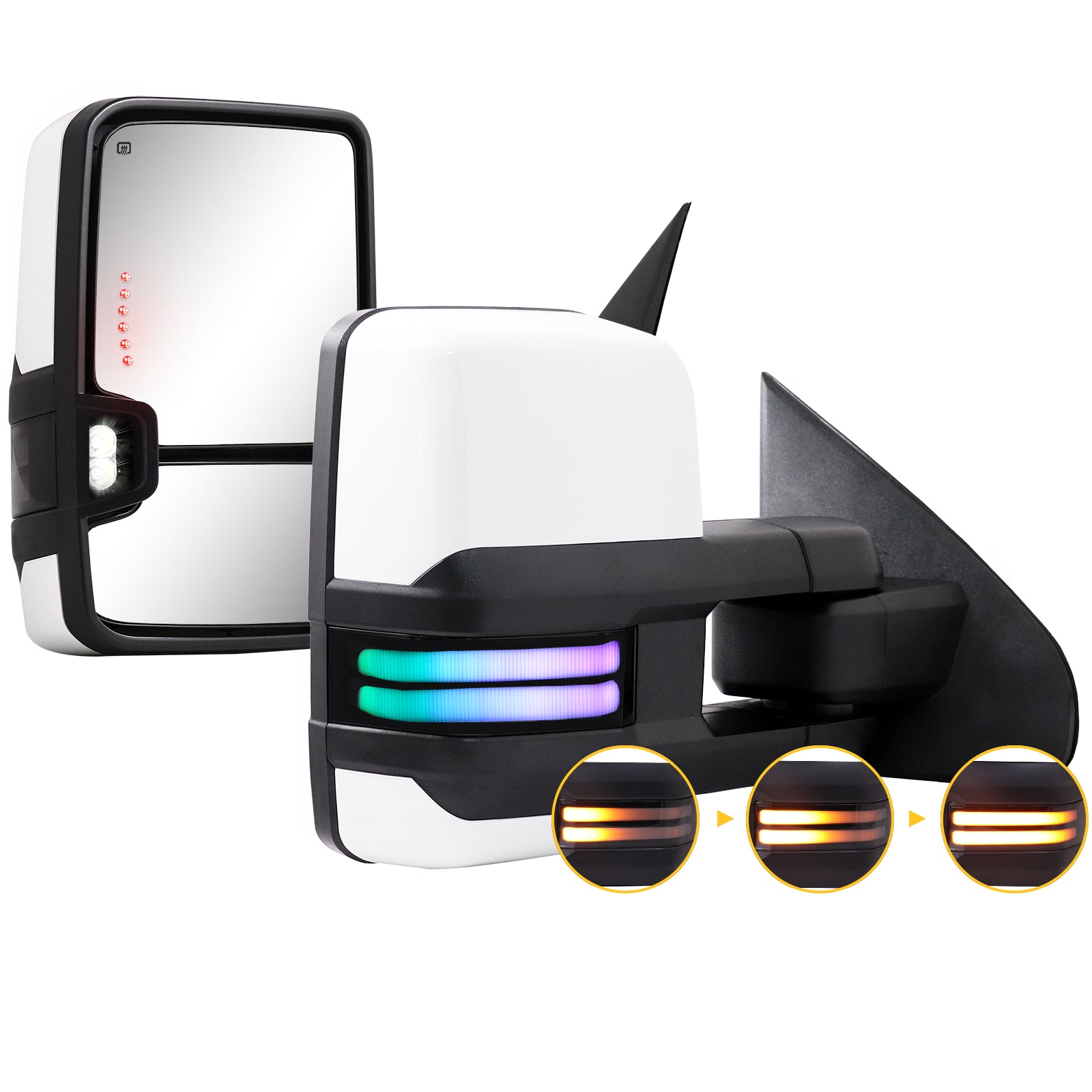 RGB Towing Mirrors with Adjustable Lighting for 2014 - 2019 CHEVY Silverado GMC Sierra etc.