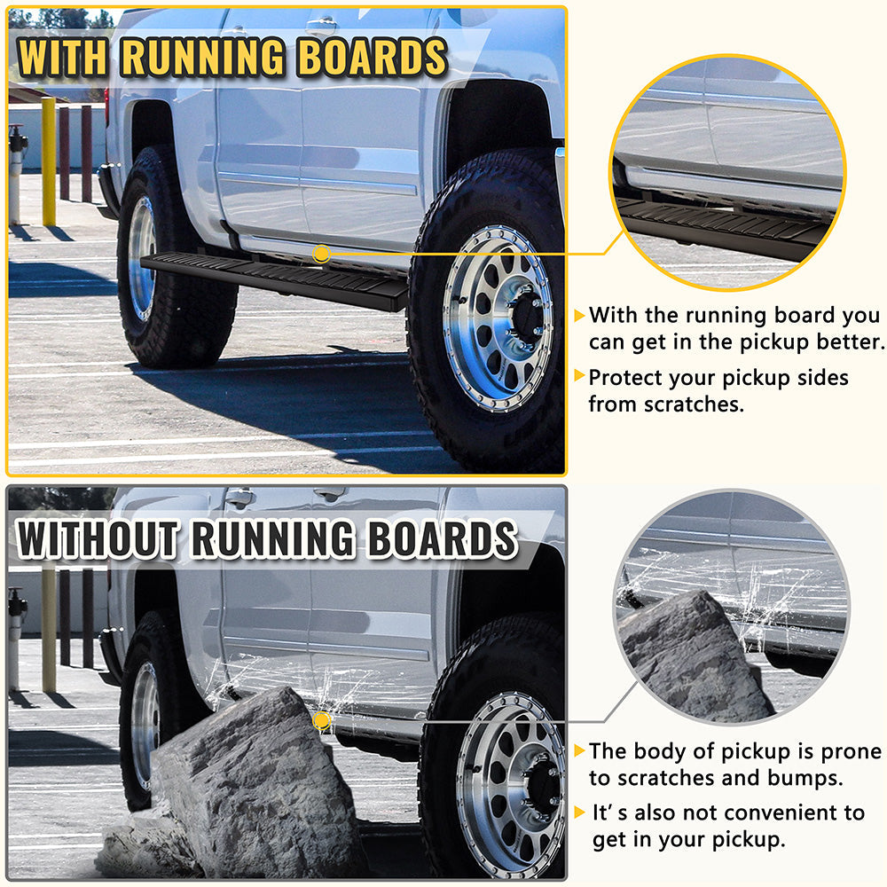 19-23-Chevy-Silverado-GMC-Sierra-1500-Crew-Cab-Side-Step-Bars-Running-Boards-Black-on-truck