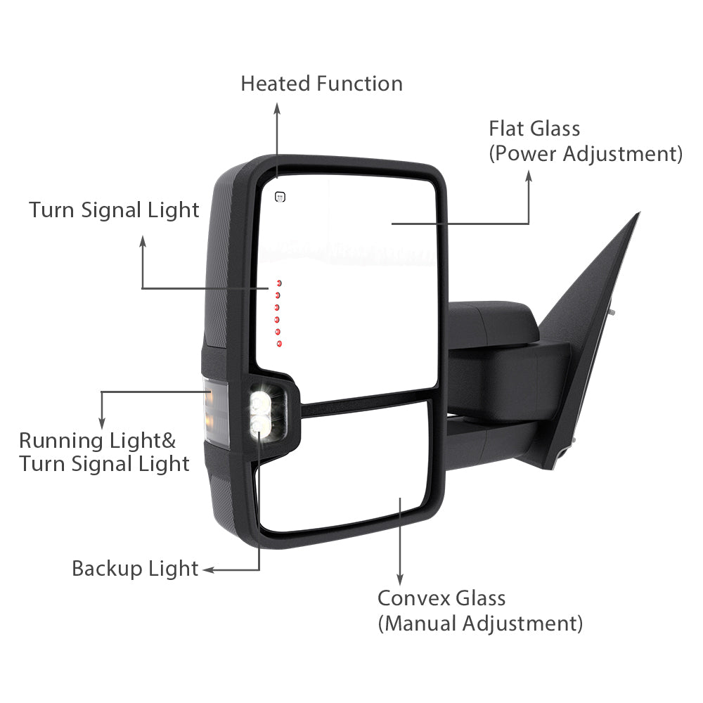 2014-2018-Silverado-Suburban-Avalanche-Tahoe-Sierra-Yukon-Basic-Towing-Mirrors-Carbon-Fiber-Pattern-functions