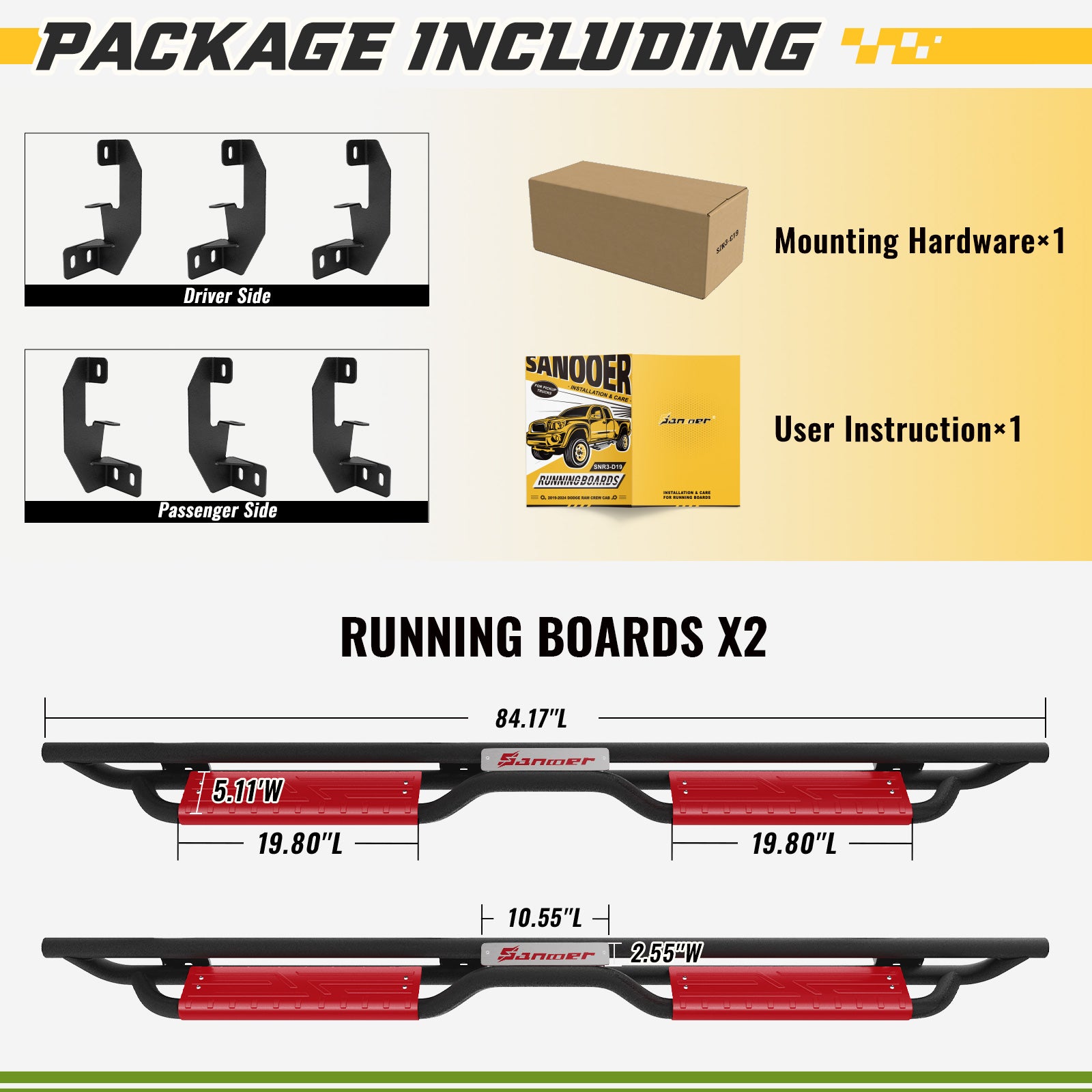 New Gen Running Boards for 2019-2024 Silverado/Sierra Crew Cab