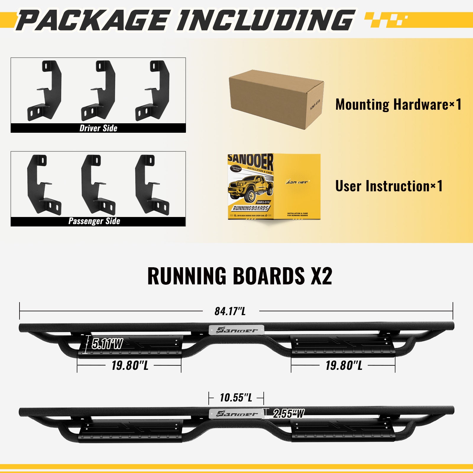 New Gen Running Boards for 2019-2024 Silverado/Sierra Crew Cab