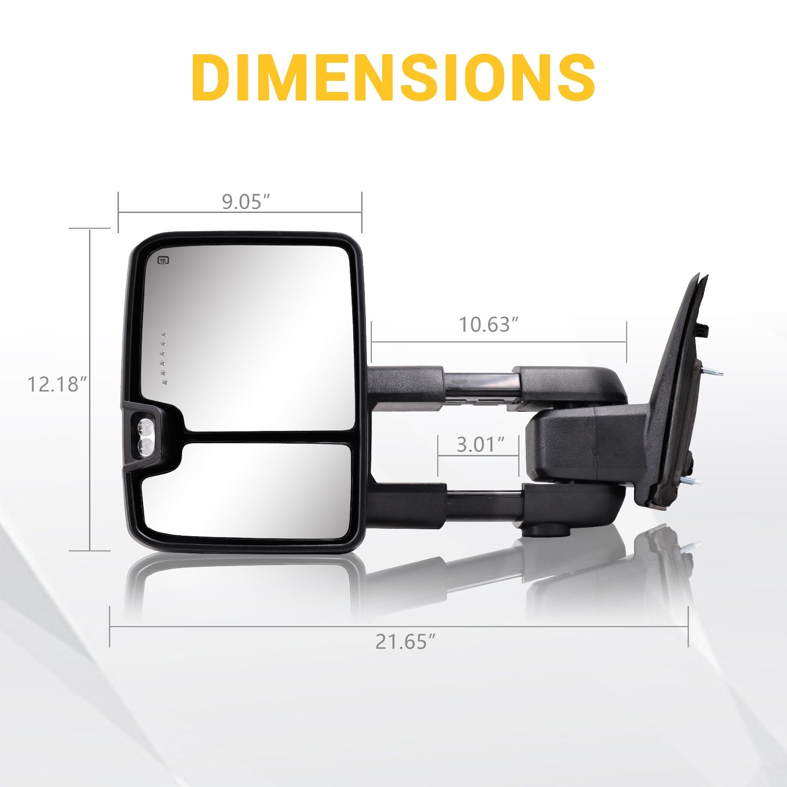 Towing Mirrors for 2009-2018 Dodge Ram 1500 2500 3500 Extendable Telescopic Multifunction