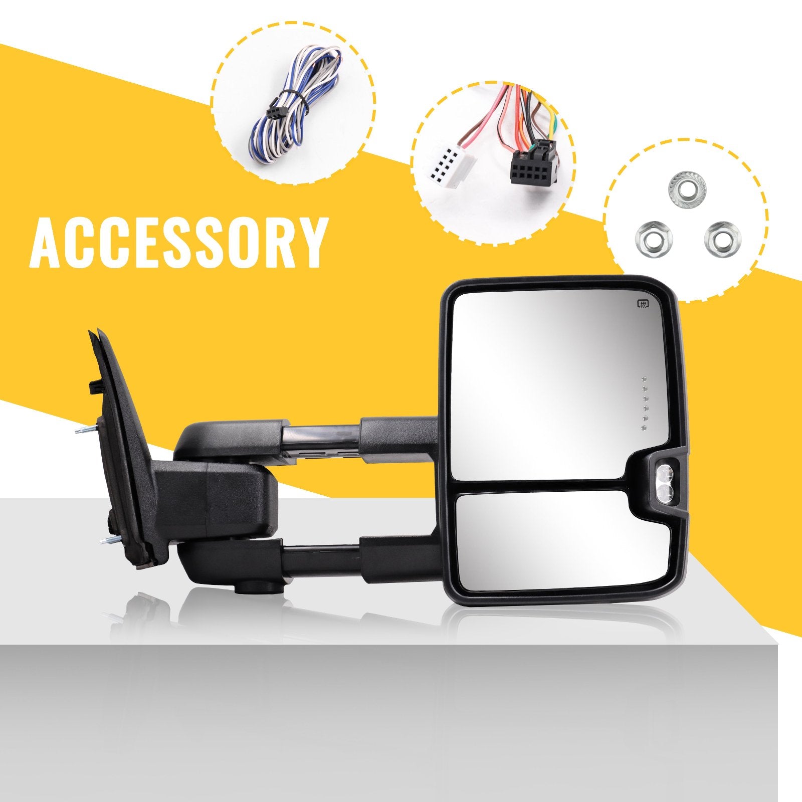 Switchback Towing Mirrors for 2009-2018 Dodge Ram 1500 2500 3500, Painted White Extendable Telescopic Multifunction Pair Set