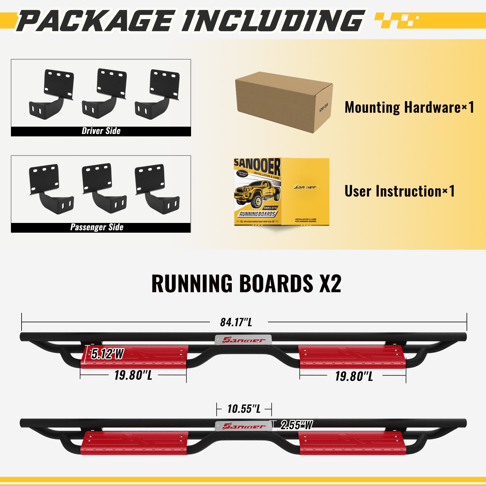 New Gen Running Boards for 2019-2024 RAM 1500 Crew Cab