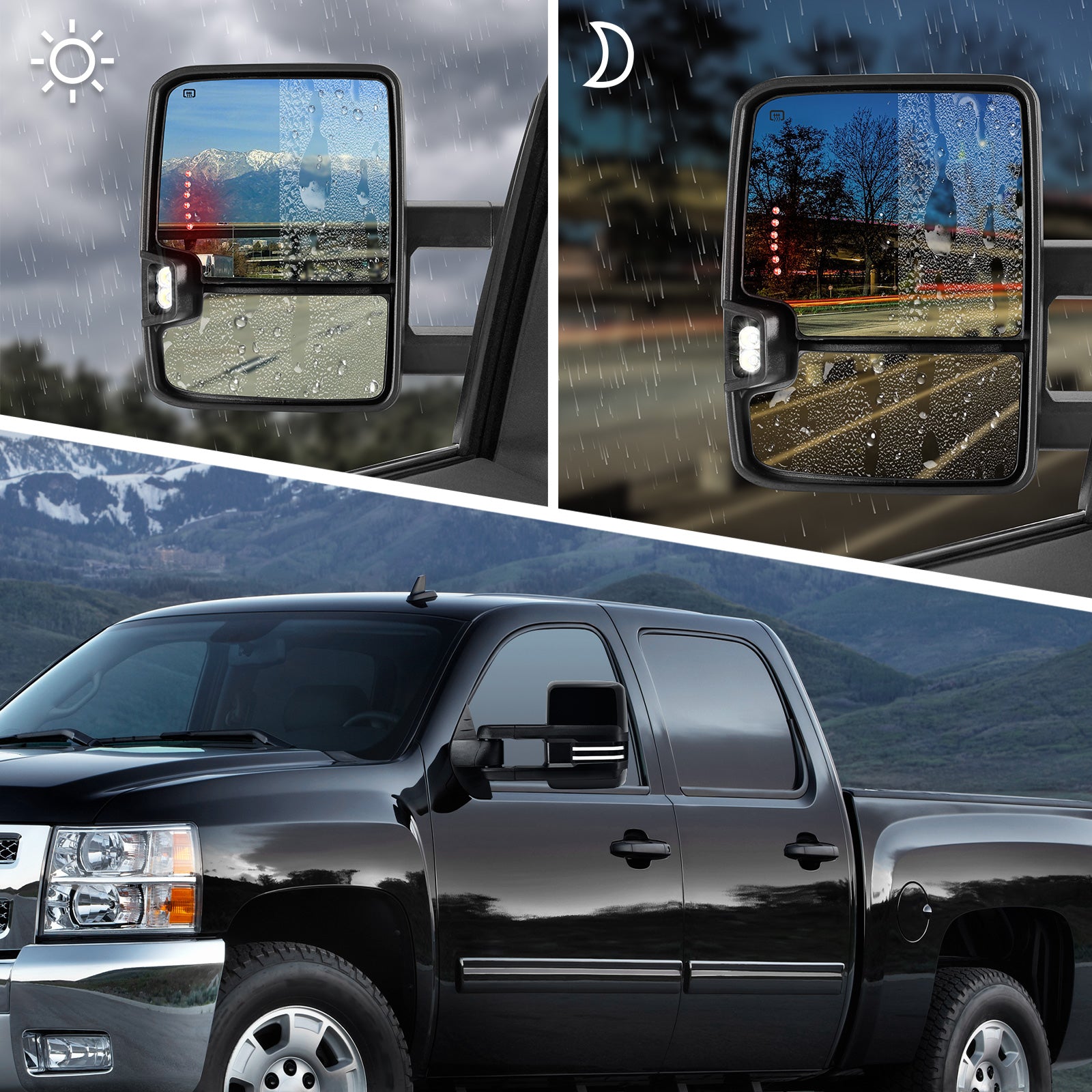 New-Design-Custom-Extendable-Telescopic-Towing-Mirror-for-2007-New-body-2013-Chevy-Silverado-GMC-Sierra-paint-black-display