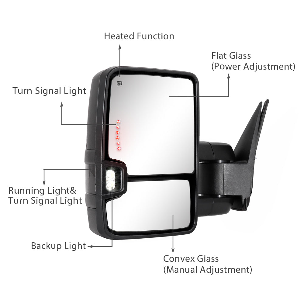 Sanooer-2003-2007-Chevy-Silverado-Suburban-Avalanche-Tahoe-GMC-Sierra-Yukon-Basic-Metal-Iridium-Painted-Towing-Mirrors-Multifunction-Pair-Set-functions