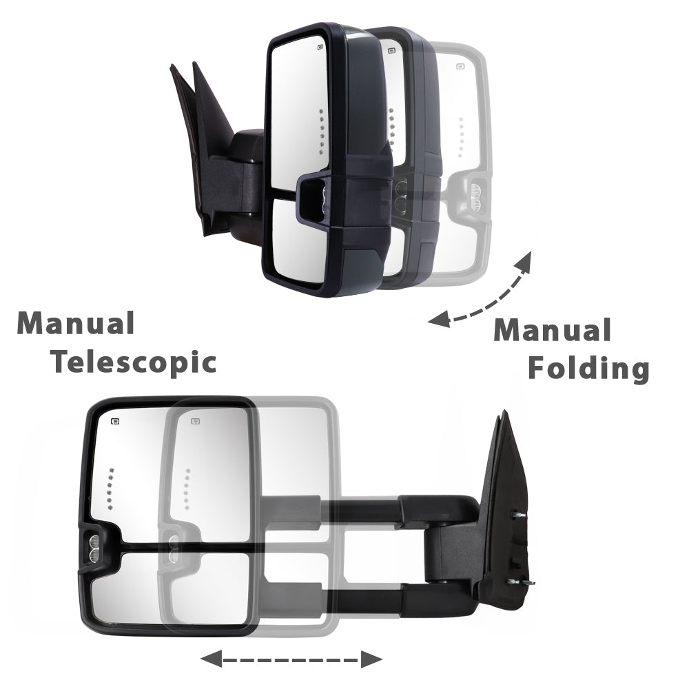 Sanooer-2003-2007-Chevy-Silverado-Suburban-Avalanche-Tahoe-GMC-Sierra-Yukon-Basic-Metal-Iridium-Painted-Towing-Mirrors-Multifunction-Pair-Set-manual-telescopic-folding