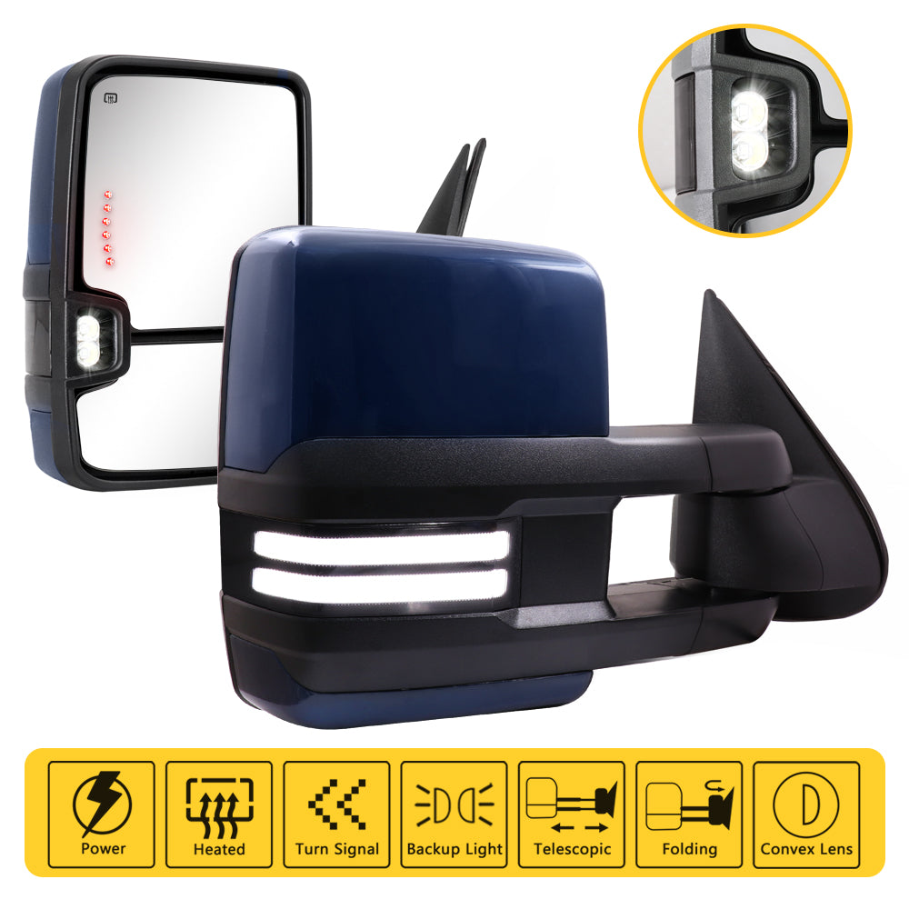 Sanooer-2003-2007-Silverado-Suburban-Avalanche-Tahoe-Sierra-Yukon-Switchback-Towing-Mirrors-Multifunction-Pair-Set-Blue-Painted-features