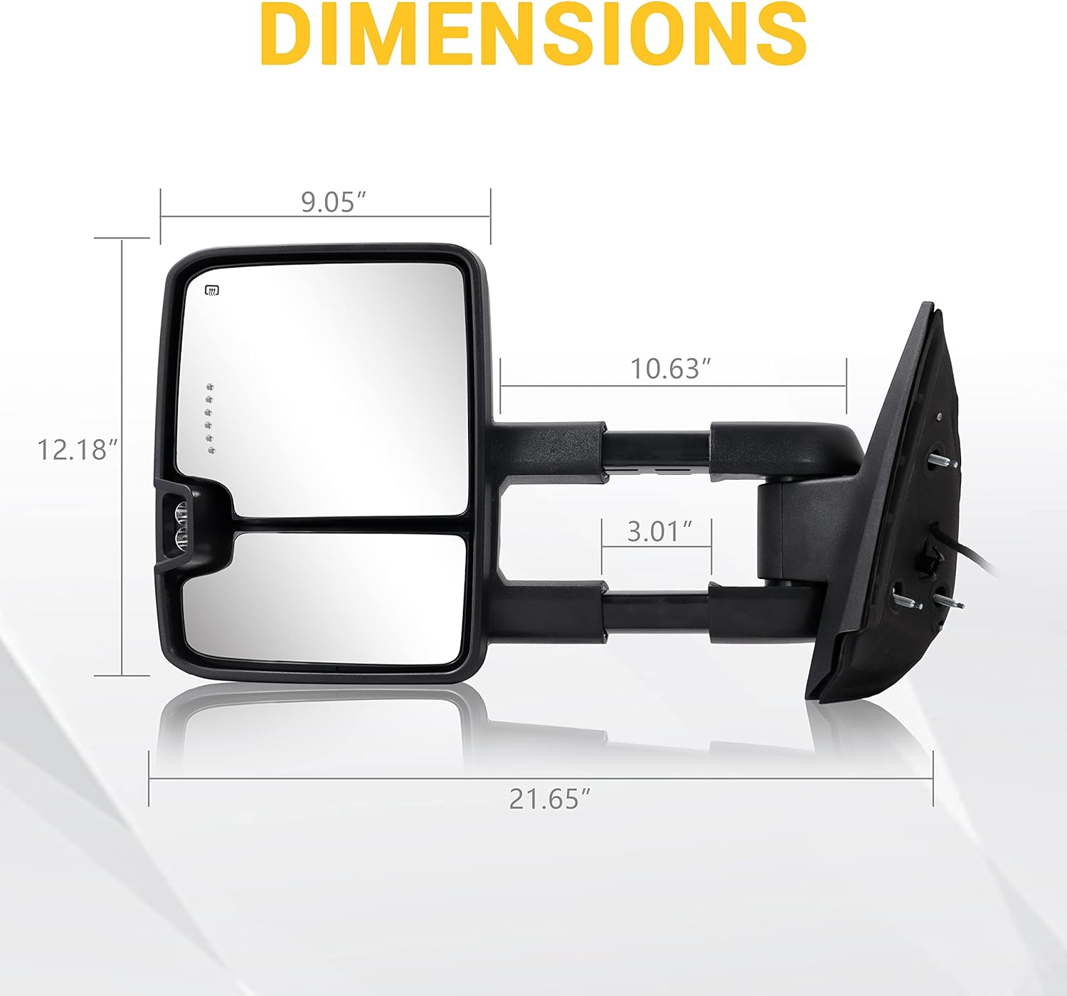 Custom Extendable Telescopic Towing Mirror for 2007 New body - 2013 Chevy Silverado GMC Sierra etc