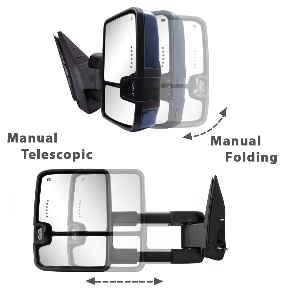 Sanooer-2007-2013-Silverado-Suburban-Avalanche-Tahoe-Sierra-Yukon-Basic-Towing-Mirrors-Multifunction-Pair-Set-Blue-Painted-manual-telescopic-folding