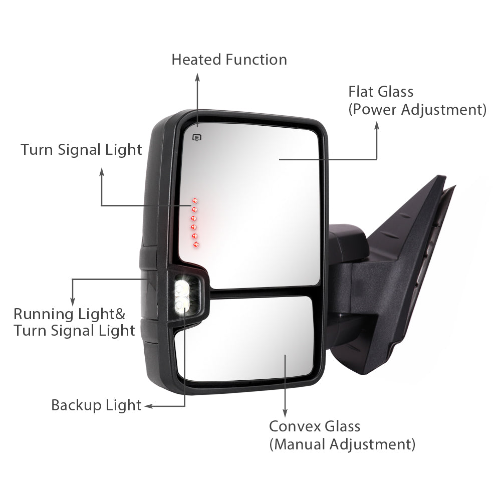 Sanooer-2007-2013-Silverado-Suburban-Avalanche-Tahoe-Sierra-Yukon-Basic-Towing-Mirrors-Multifunction-Pair-Set-Metal-Iridium-Painted-functions