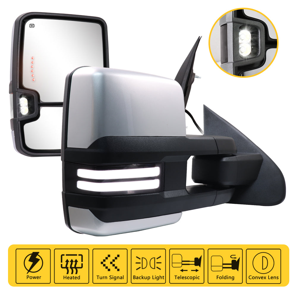 Sanooer-2014-2018-Silverado-Suburban-Avalanche-Tahoe-Sierra-Yukon-Switchback-Towing-Mirrors-Multifunction-Pair-Set-Silver-Painted-features