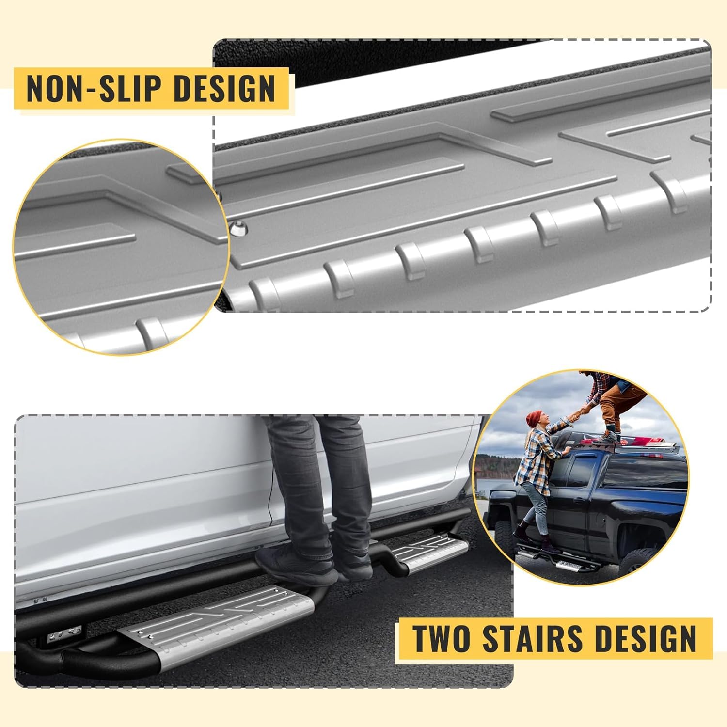 Sanooer-2019-2024-Chevy-Silverado-Sierra-Crew-Cab-running-boards-silver-two-stairs-non-slip