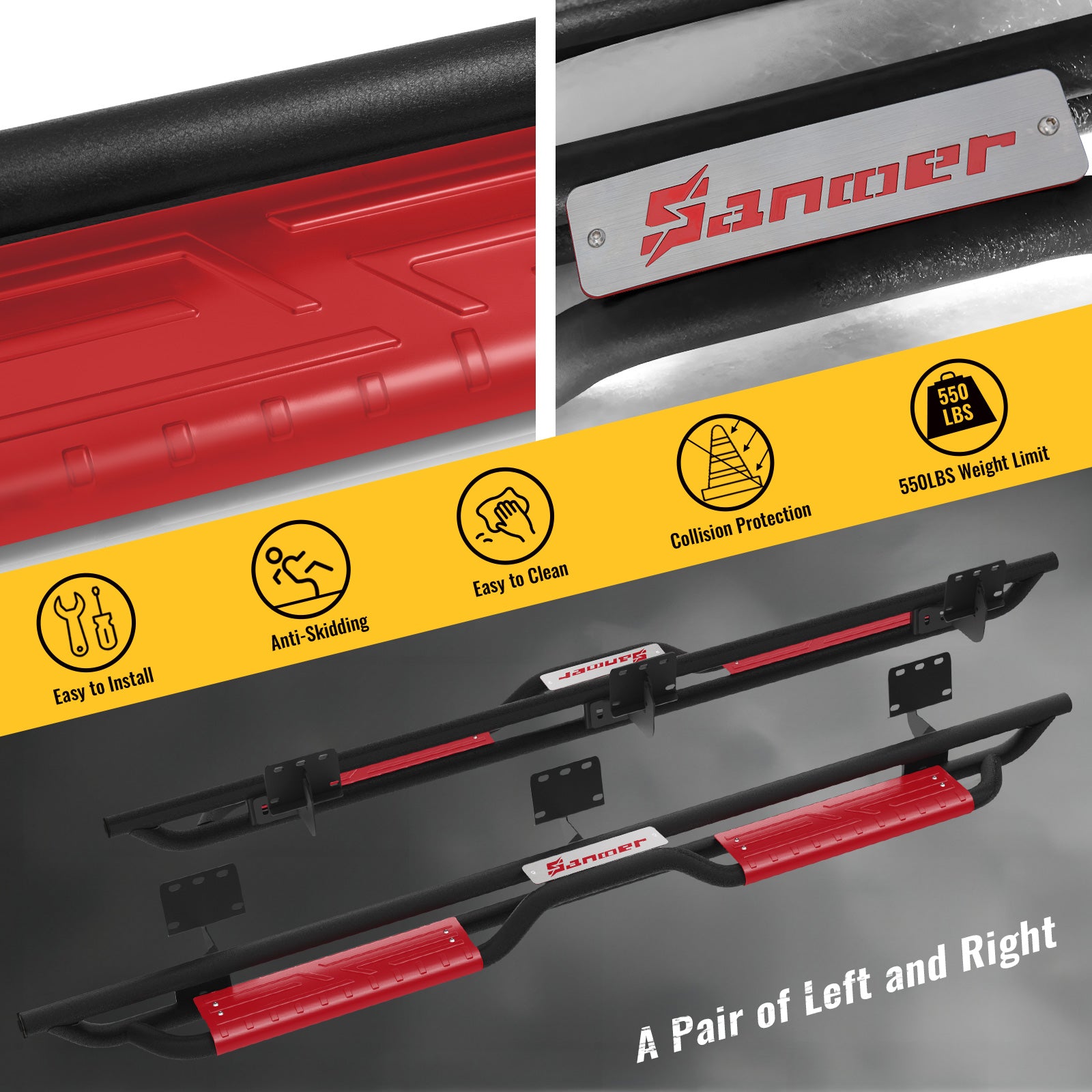 Sanooer-2019-2024-Dodge-RAM-1500-Crew-Cab-running-boards-red-detail