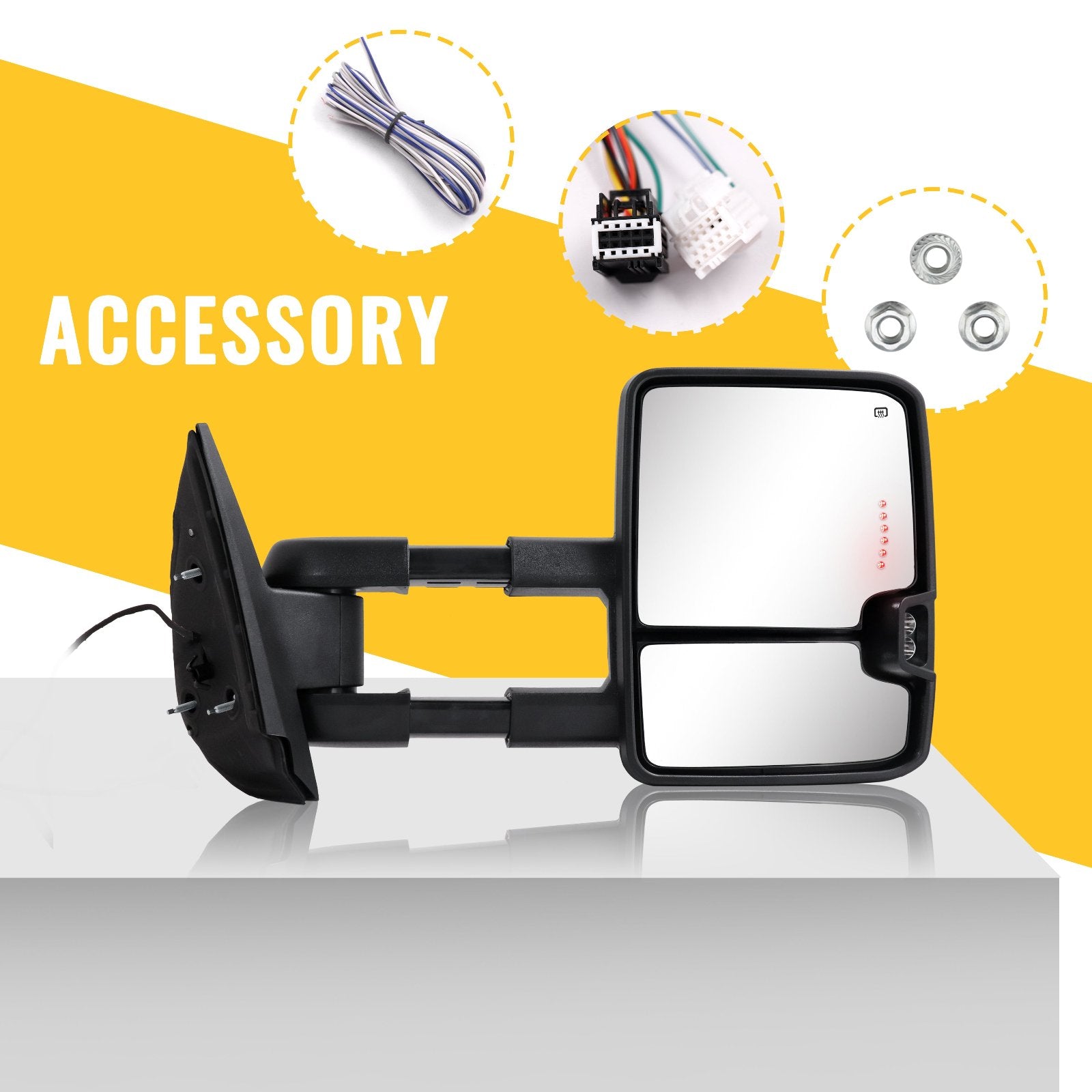 Sanooer-Basic-Towing-Mirror-2007-New-body-2013-Chevy-Silverado-GMC-Sierra-painted-black-SDBP-accessories