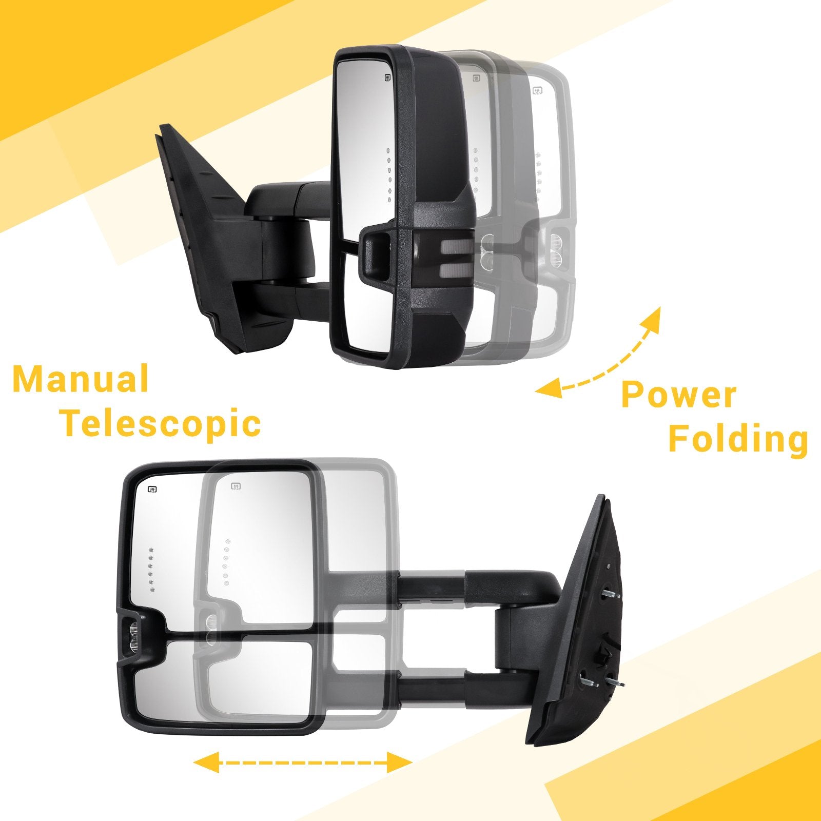 Sanooer-Basic-Towing-Mirror-2007-New-body-2013-Chevy-Silverado-GMC-Sierra-painted-black-SDBP-telescopic-power-folding