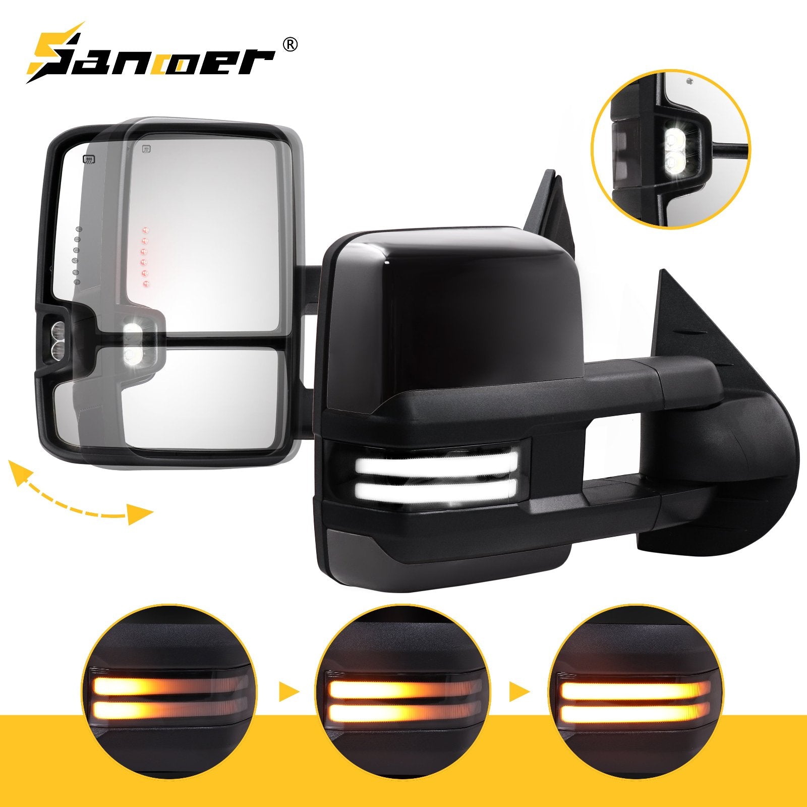 Sanooer-Basic-Towing-Mirror-2007-New-body-2013-Chevy-Silverado-GMC-Sierra-painted-black-SDBP