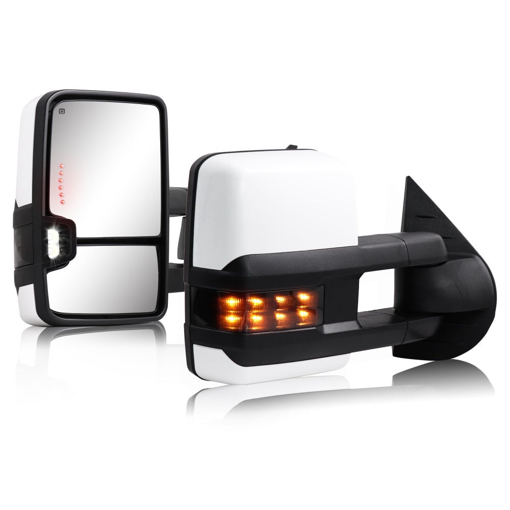 Sanooer-Basic-Towing-Mirror-2007-New-body-2013-Chevy-Silverado-GMC-Sierra-painted-white