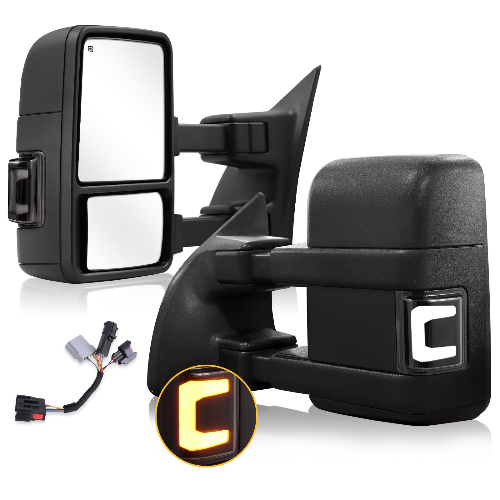 Sanooer-Custom-1999-2016-F250-F550-Towing-Mirror-U-Light-Black-Inside