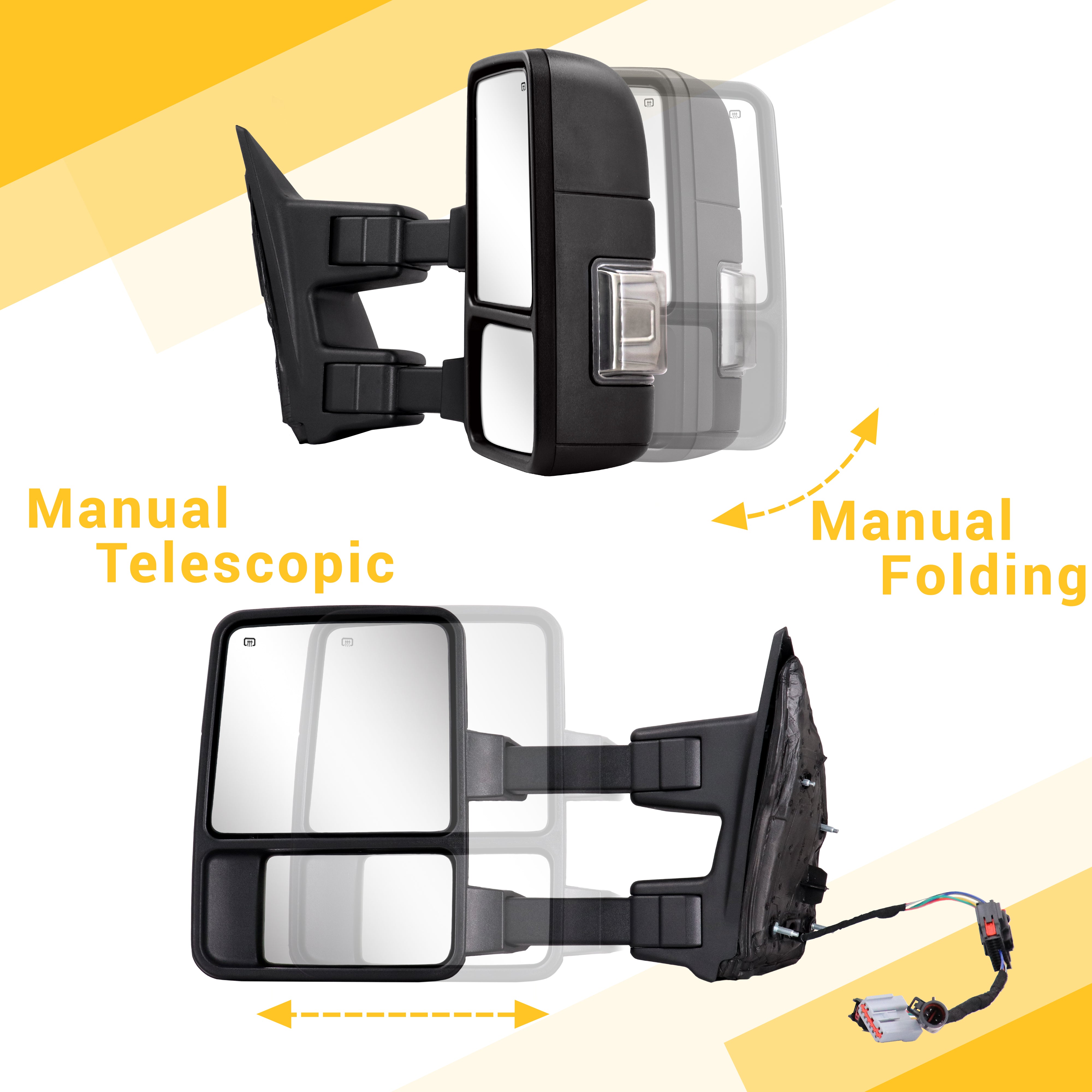 Sanooer-Custom-1999-2016-F250-F550-Towing-Mirror-U-Light-Black-Inside-manual-telescoping-folding