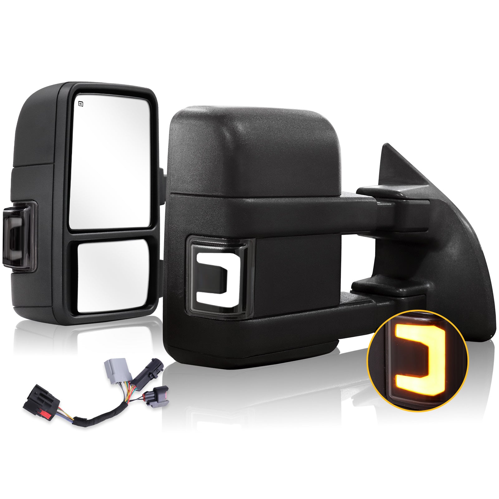 Sanooer-Custom-1999-2016-F250-F550-Towing-Mirror-U-Light-Black-Inside