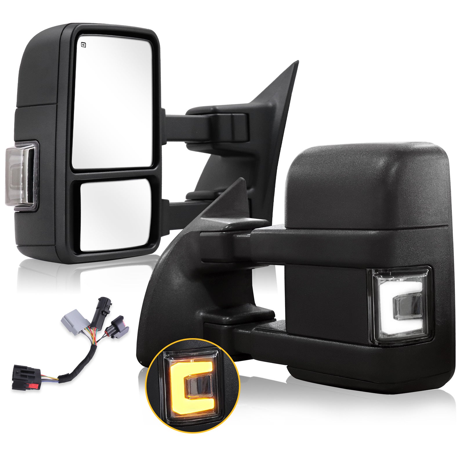 Sanooer-Custom-1999-2016-F250-F550-Towing-Mirror-U-Light-Chrome-Inside