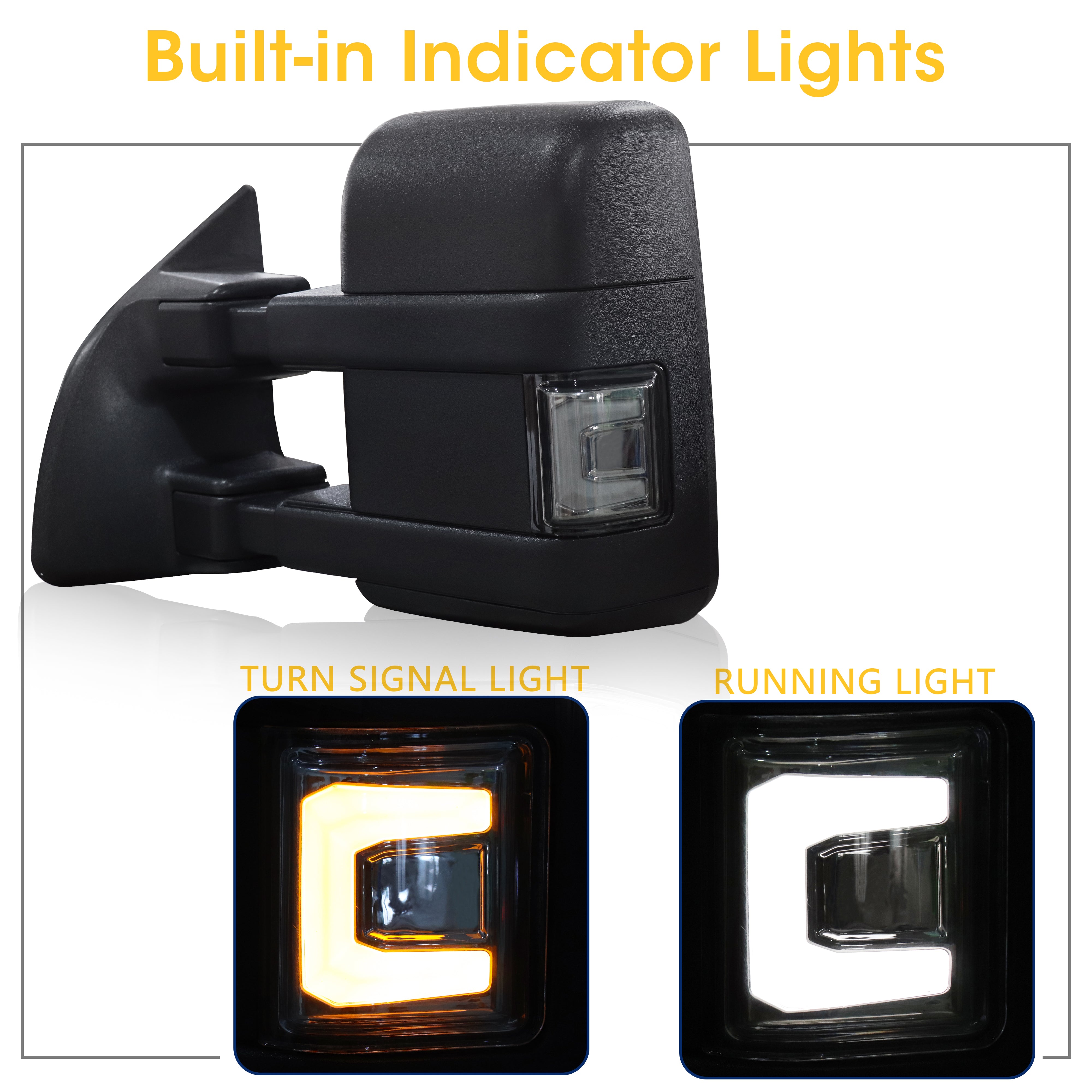 Sanooer-Custom-1999-2016-F250-F550-Towing-Mirror-U-Light-Chrome-Inside-light-display