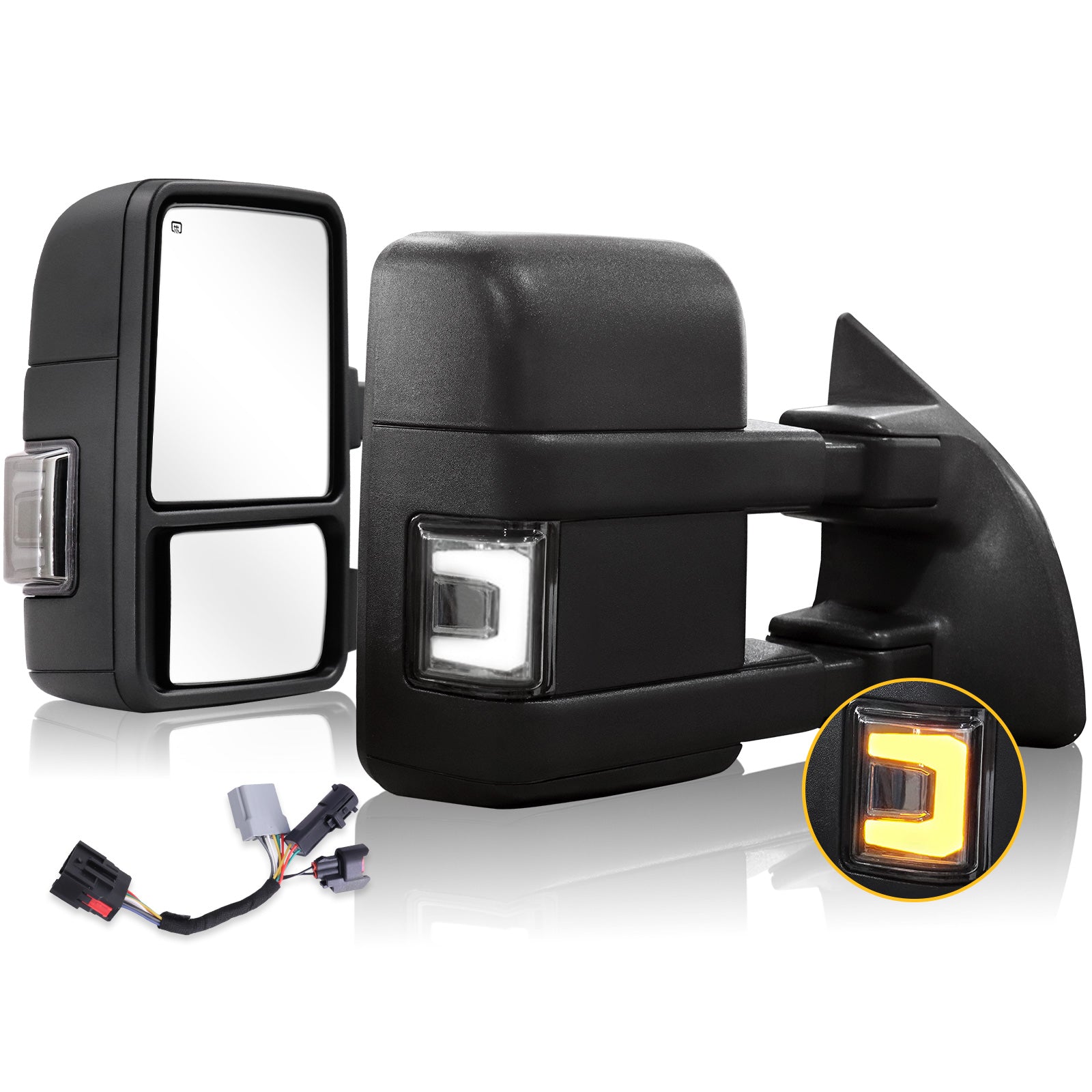 Sanooer-Custom-1999-2016-F250-F550-Towing-Mirror-U-Light-Chrome-Inside