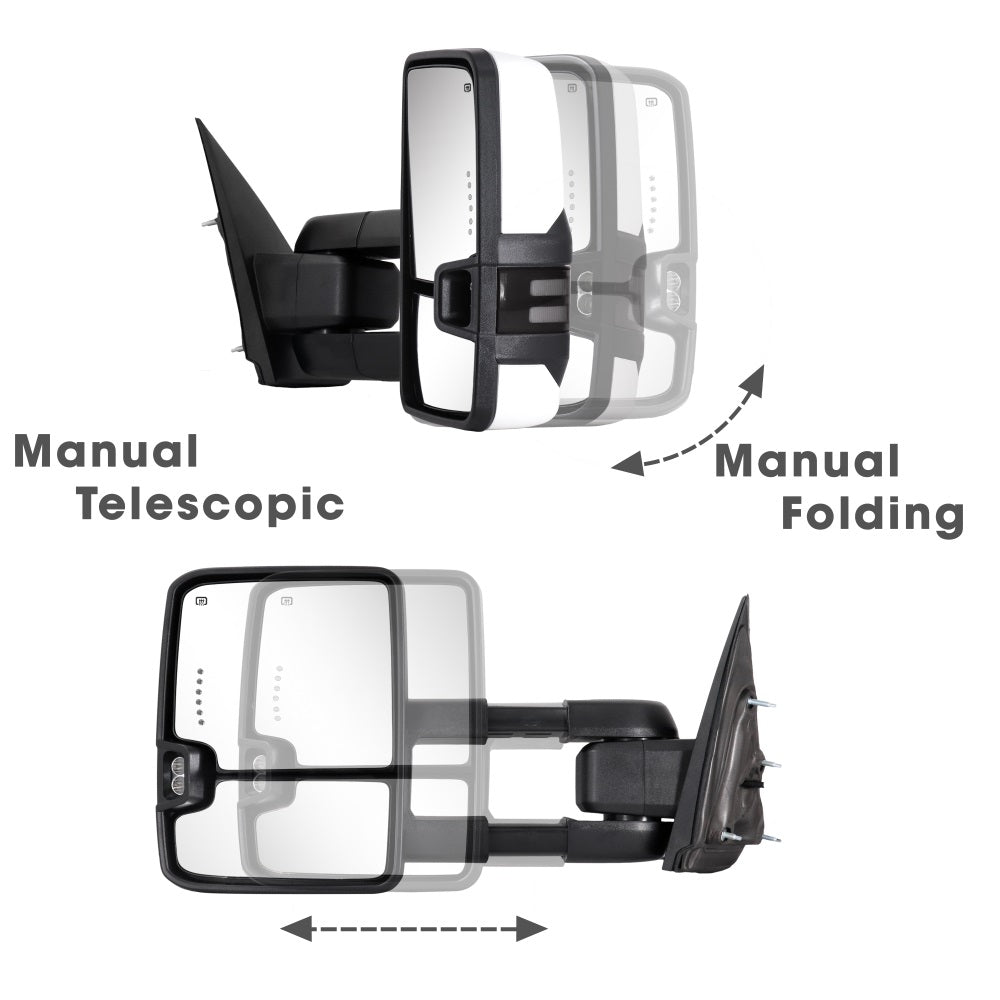 Sanooer-RGB-Towing-Mirror-2014-2018-CHEVY-Silverado-GMC-Sierra-painted-white-RGB-manual-telescoping-folding