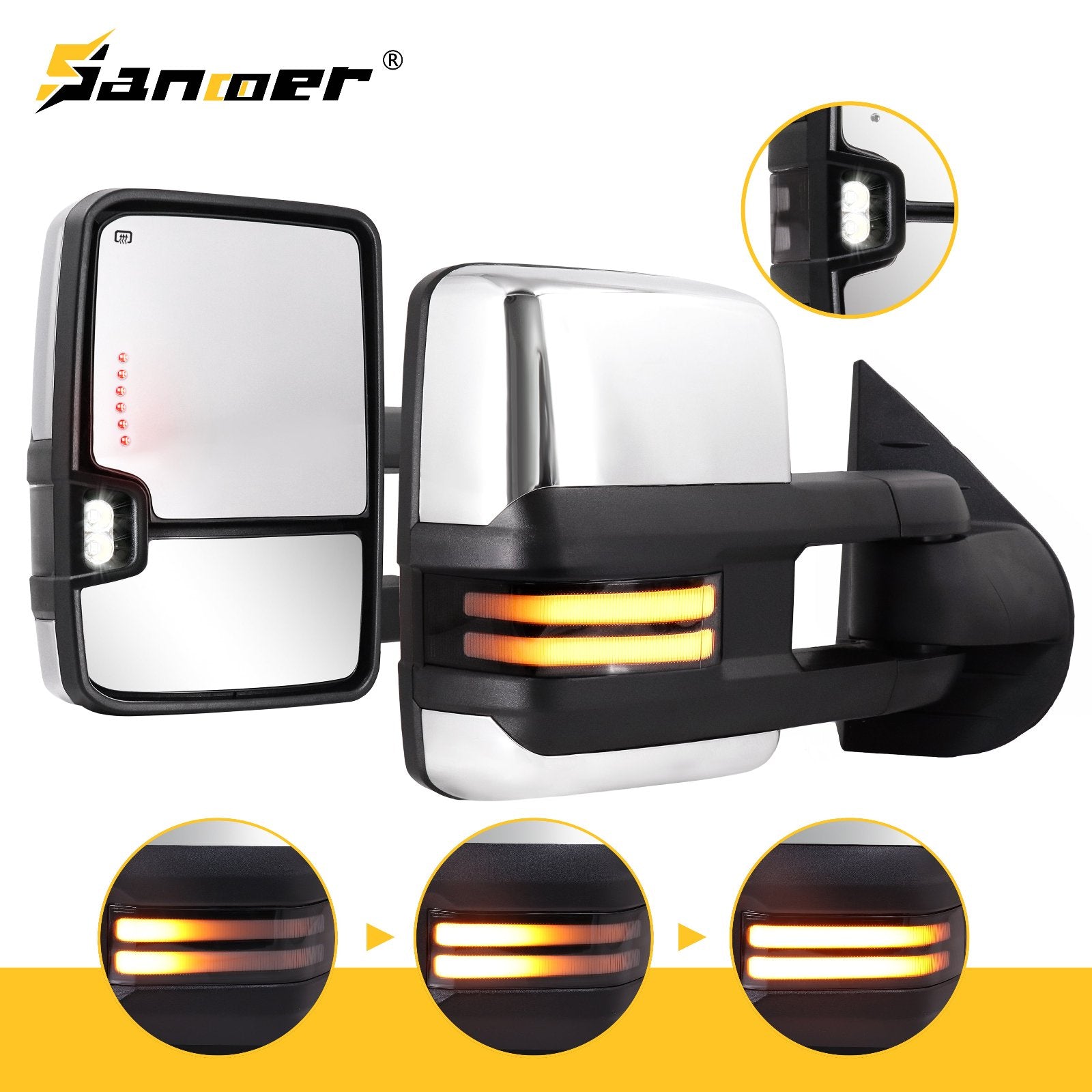 Sanooer-Switchback-Towing-Mirror-2007-New-body-2013-Chevy-Silverado-GMC-Sierra-Chrome-Switchback-Light