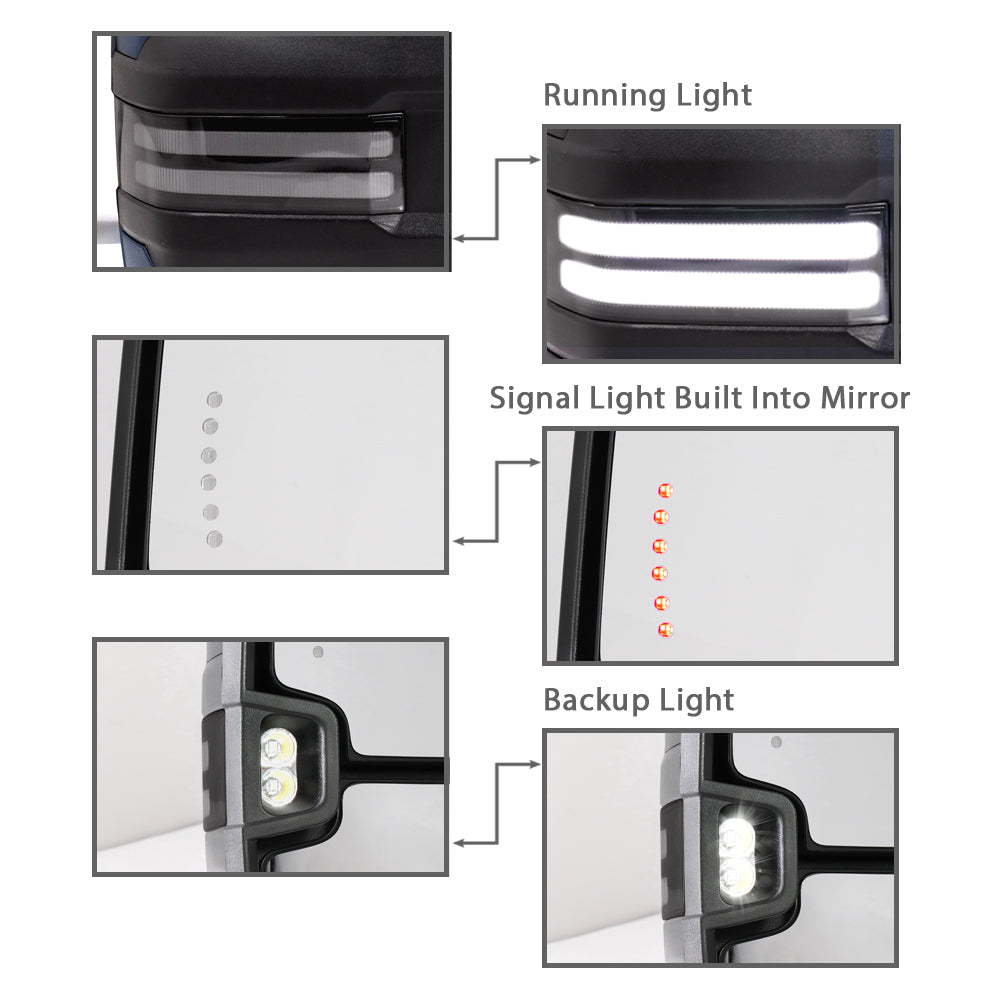 Sanooer-Switchback-Towing-Mirror-2014-2018-CHEVY-Silverado-GMC-Sierra-Silver-Painted-SDBP-lights