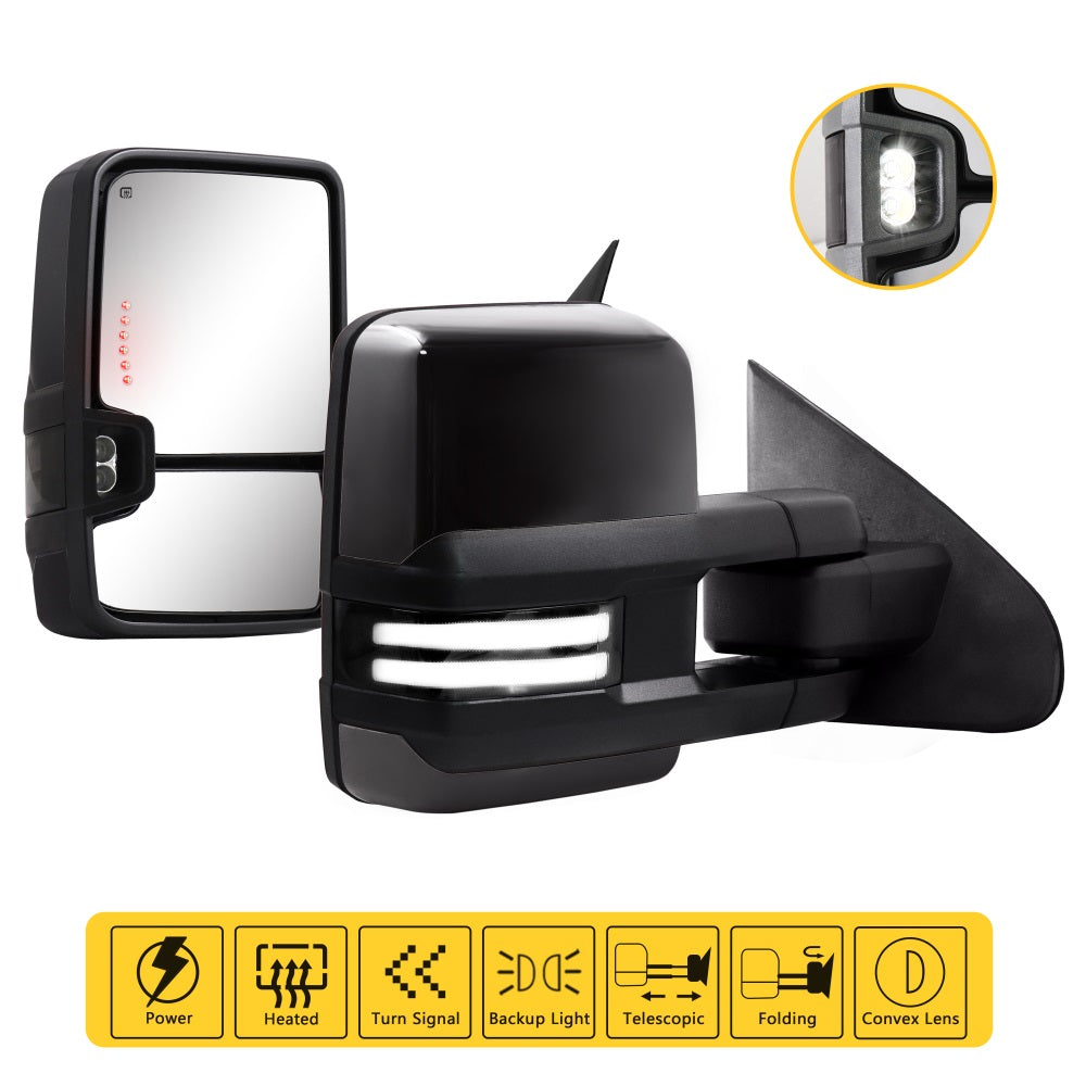 Custom Extendable Telescopic Towing Mirror for 2014 - 2019 CHEVY Silverado GMC Sierra etc.