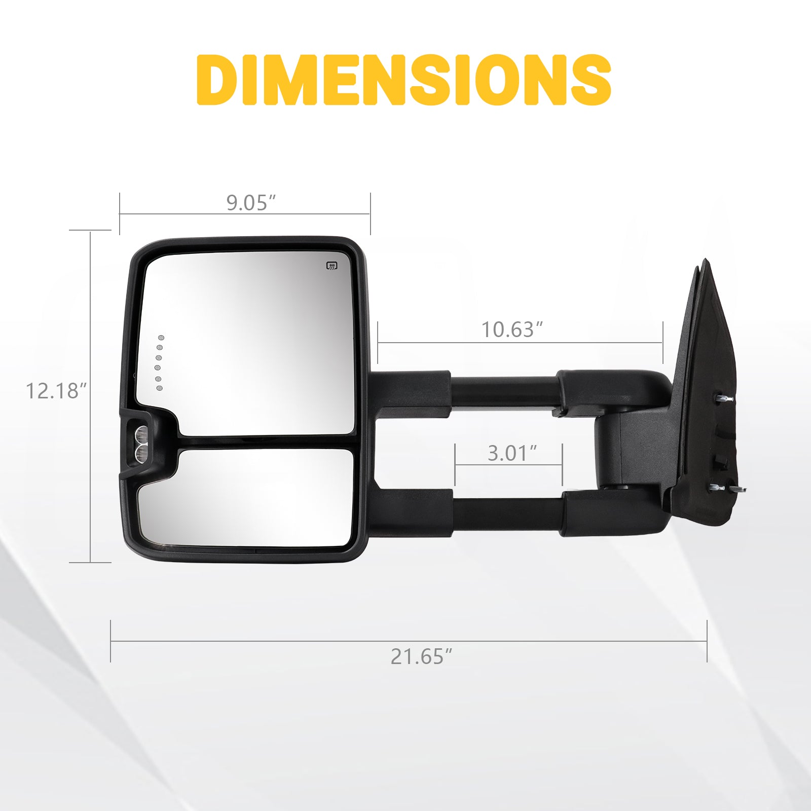 Sanooer-Switchback-Towing-Mirrors-2003-2007-Classic-Chevy-Silverado-GMC-Sierra-chrome-dotted-light-dimensions