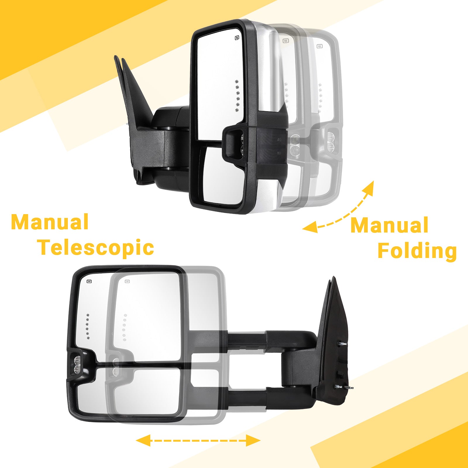 Sanooer-Switchback-Towing-Mirrors-2003-2007-Classic-Chevy-Silverado-GMC-Sierra-chrome-dotted-light-manual-telescopic-folding