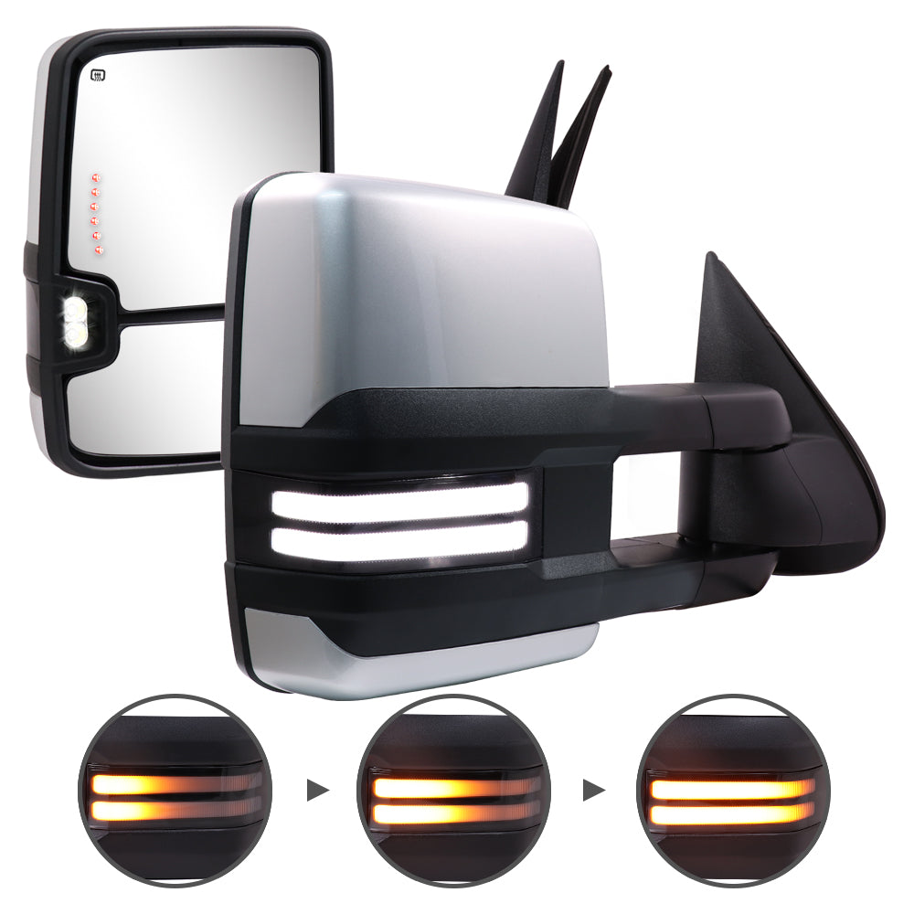 Sanooer-Switchback-Towing-Mirrors-2003-2007-Classic-Chevy-Silverado-GMC-Sierra-paint-silver-stripe-light