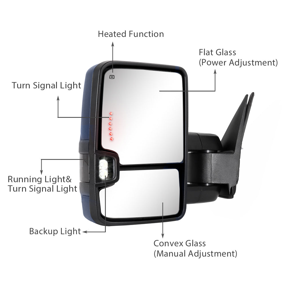 Sanooer-Towing-Mirror-2003-2007-Classic-Chevy-Silverado-GMC-Sierra-paint-blue-basic-functions