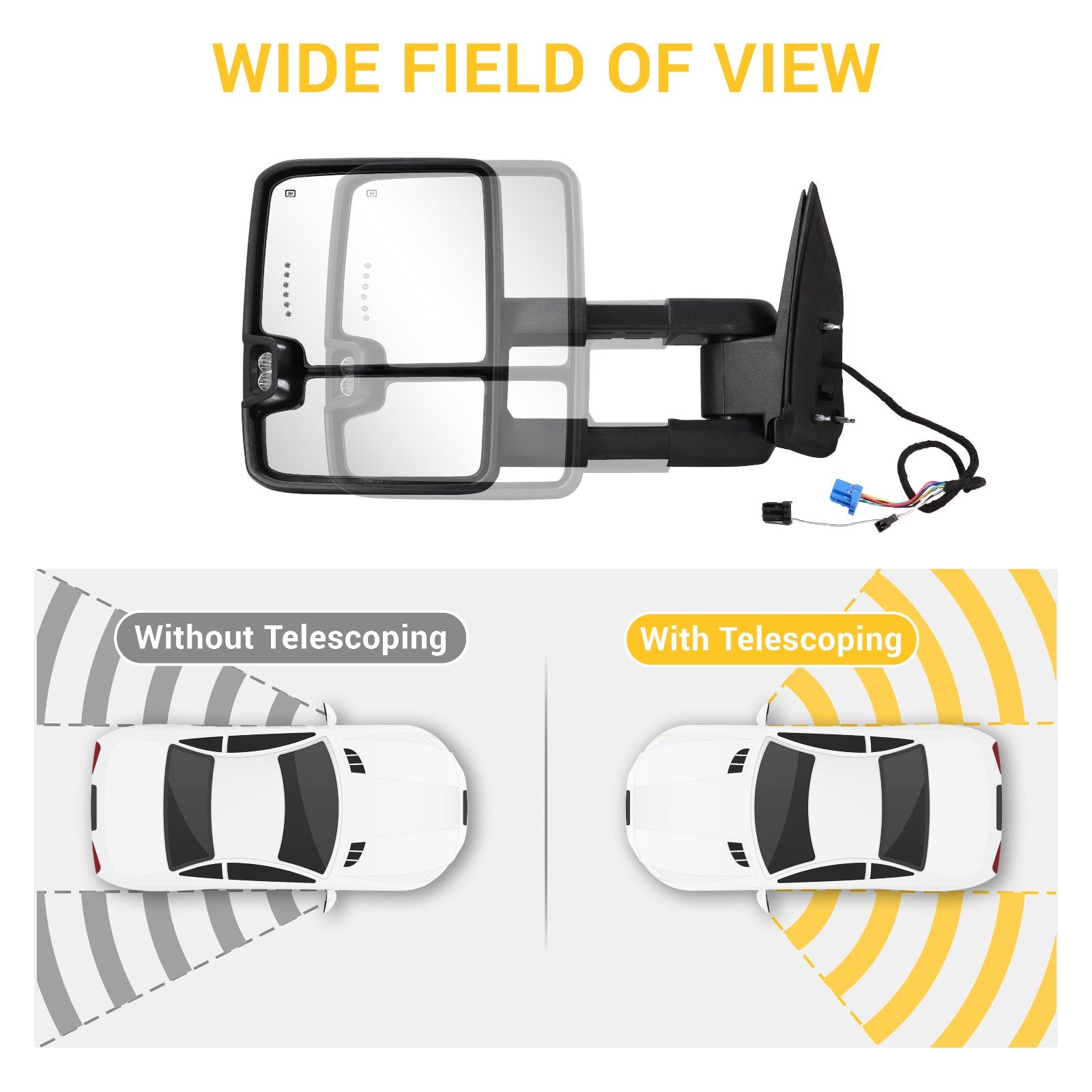 Towing-Mirror-2003-2007-Classic-Chevy-Silverado-GMC-Sierra-basic-black-painted-PBC-S-telescopic