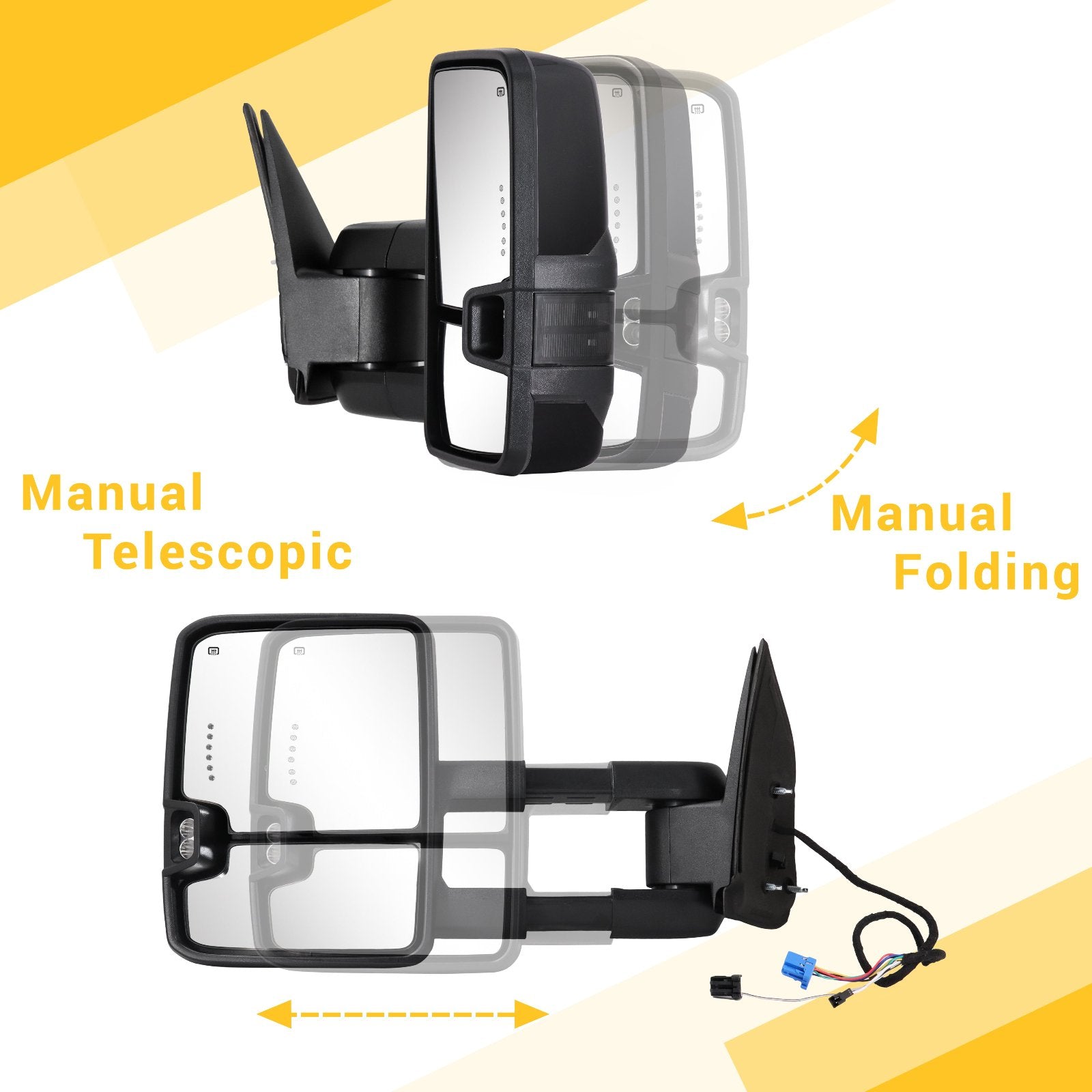 Towing-Mirror-2003-2007-Classic-Chevy-Silverado-GMC-Sierra-basic-black-painted-manual-telescopic&folding