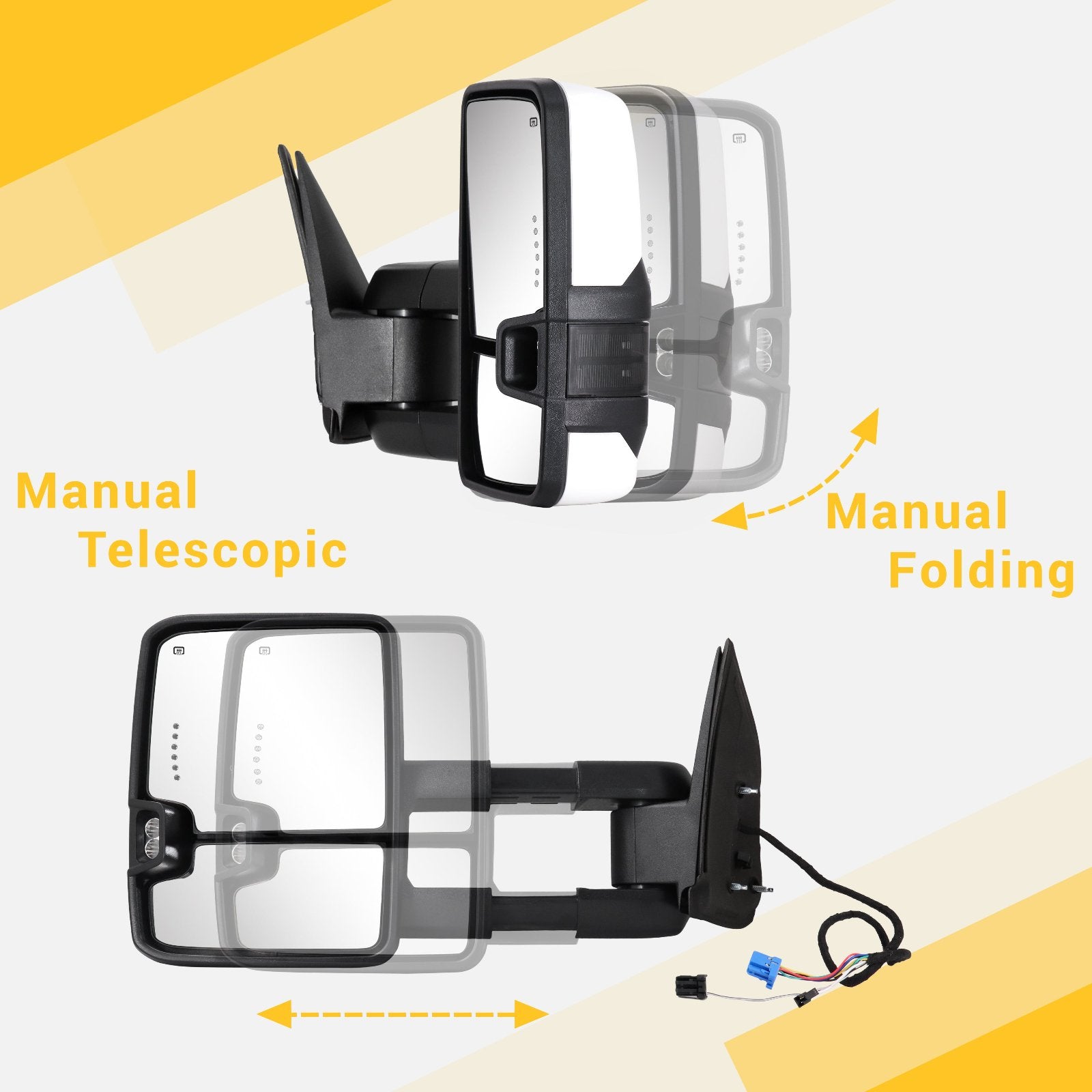 Towing-Mirror-2003-2007-Classic-Chevy-Silverado-GMC-Sierra-basic-white-painted-manual-telescopic&folding