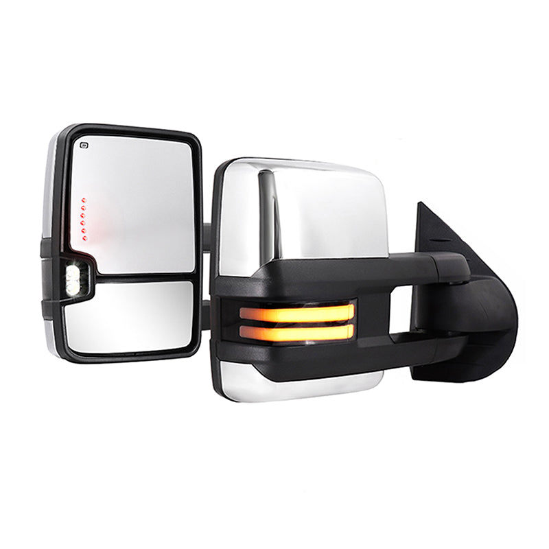 Chrome Switchback Towing Mirrors for  2007-2013 Silverado Sierra 1500 2500 HD 3500 HD